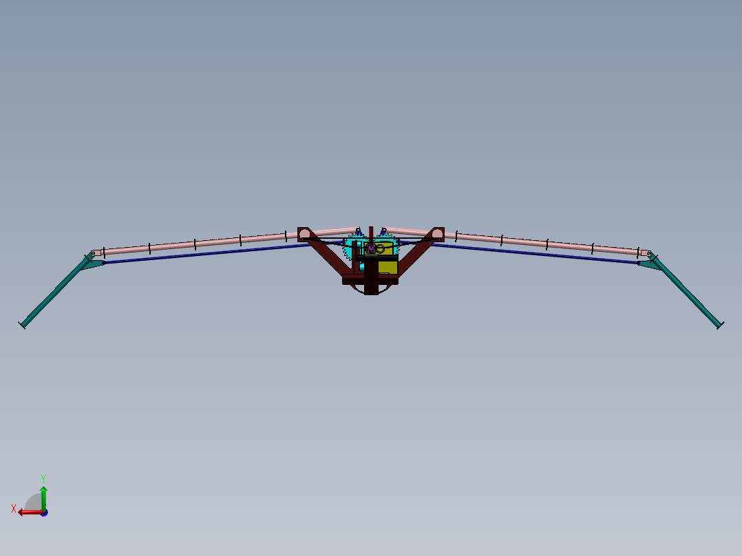 扑翼机机械仿生鸟结构3D图纸 Solidworks设计(1)后视图