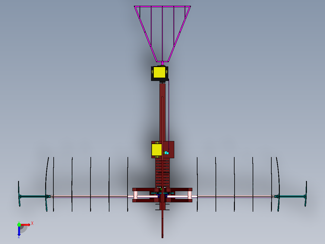 扑翼机机械仿生鸟结构3D图纸 Solidworks设计(1)俯视图
