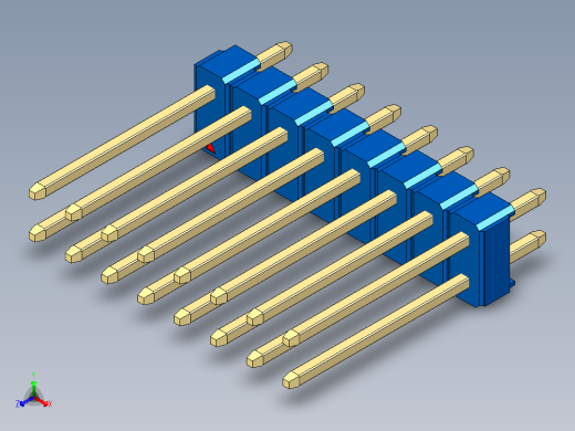 彩色公头100mil（2.54mm）系列-DS1021_blue_2x08p_100mil_Type5_rev1.0正等轴测缩略图