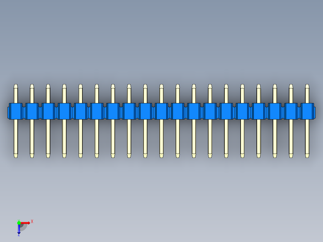 彩色公头100mil（2.54mm）系列-DS1021_blue_2x19p_100mil_Type1_rev1.0俯视图