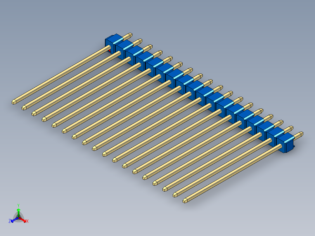 彩色公头100mil（2.54mm）系列-DS1021_blue_1x18p_100mil_Type43_rev1.0主视图