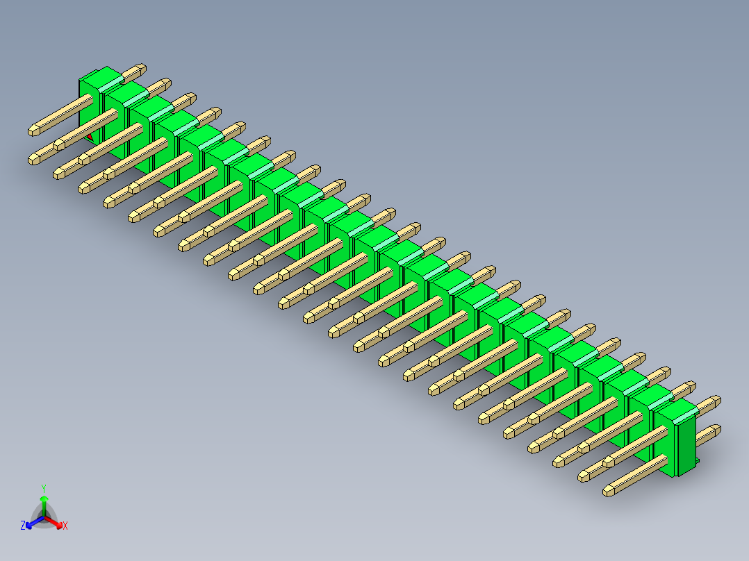 彩色公头100mil（2.54mm）系列-DS1021_green_2x24p_100mil_Type1_rev1.0主视图