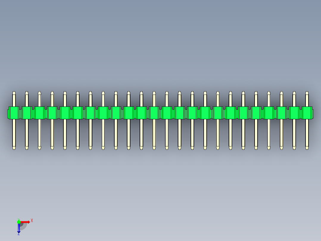 彩色公头100mil（2.54mm）系列-DS1021_green_2x24p_100mil_Type1_rev1.0俯视图