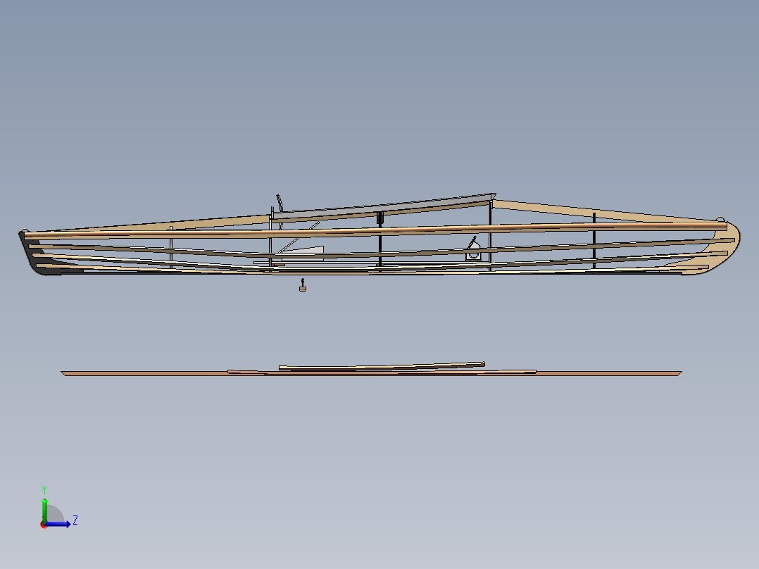 单人独木舟左视图