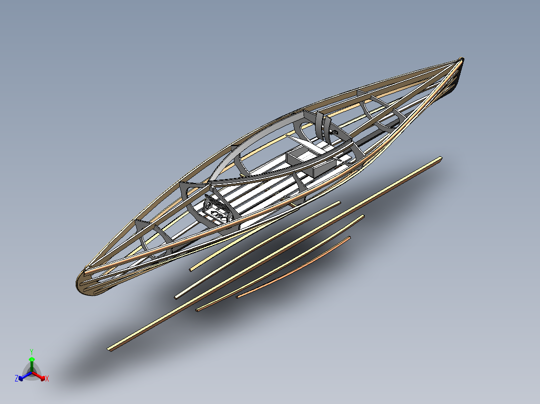 单人独木舟正等轴测图