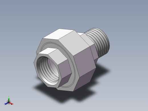活接-等径内外丝直通 DN15正等轴测缩略图