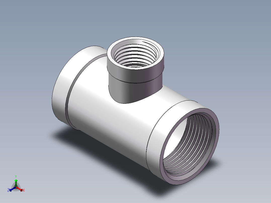 三通-异径 DN20-DN10正等轴测图