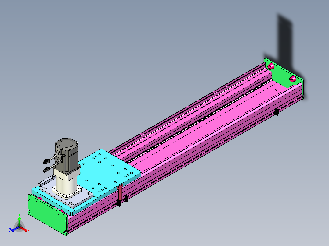 东锦齿条传动DH210G-L167-S850-BU-减速机+P750W主视图