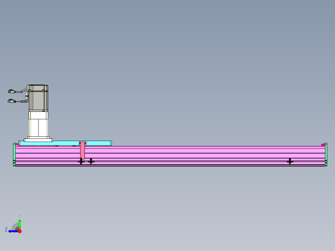 东锦齿条传动DH210G-L167-S850-BU-减速机+P750W右视图
