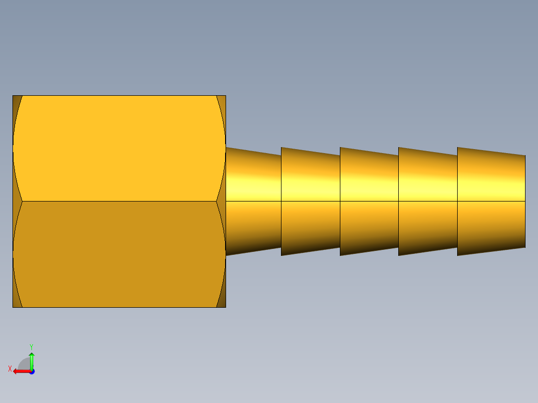 倒齿式工业管接头Hose Barb to Female Pipe 126HBL-5-4后视图