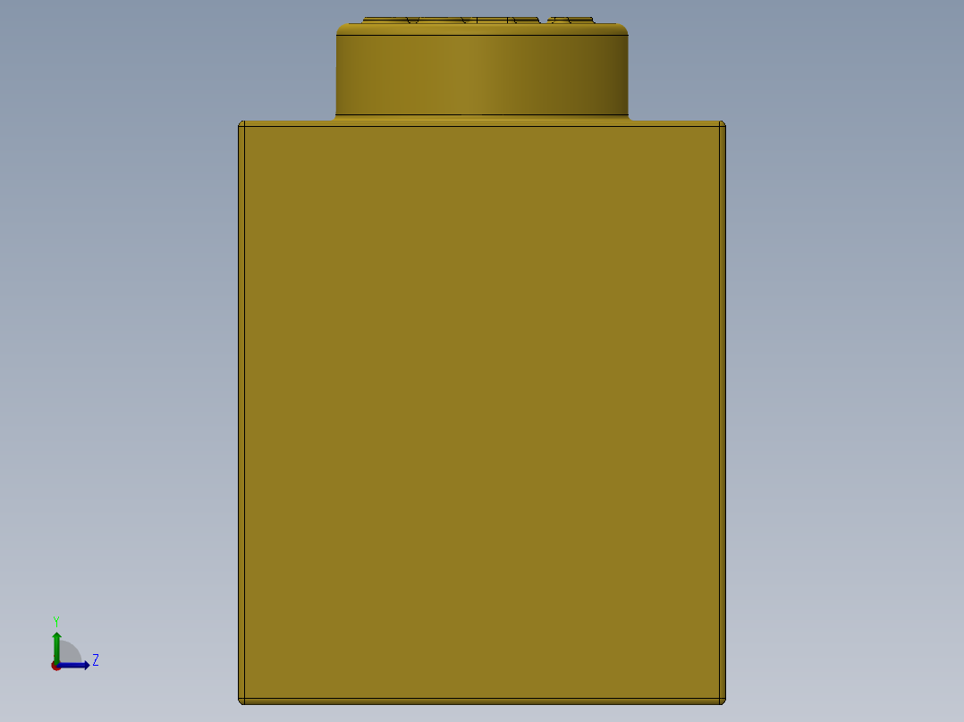 乐高套装 4421基本积木-300424 Bright Yellow Brick 1 x 2.SLDPRT左视图