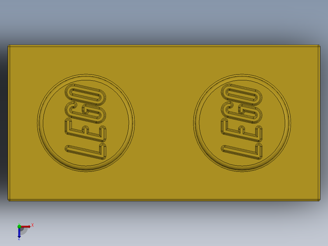 乐高套装 4421基本积木-300424 Bright Yellow Brick 1 x 2.SLDPRT俯视图