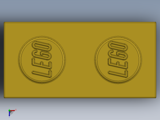 乐高套装 4421基本积木-300424 Bright Yellow Brick 1 x 2.SLDPRT俯视缩略图