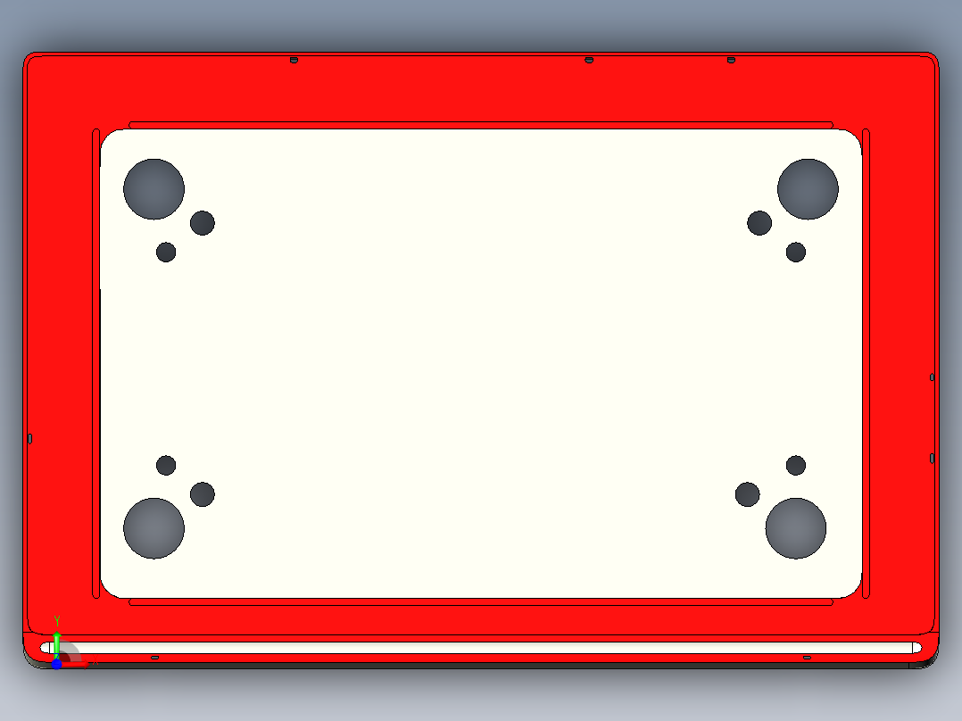 屏幕金属外壳铣凹槽CNC编程程序模型前视图