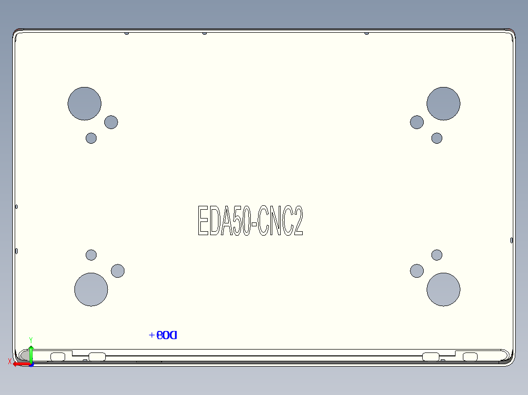 屏幕金属外壳铣凹槽CNC编程程序模型后视图