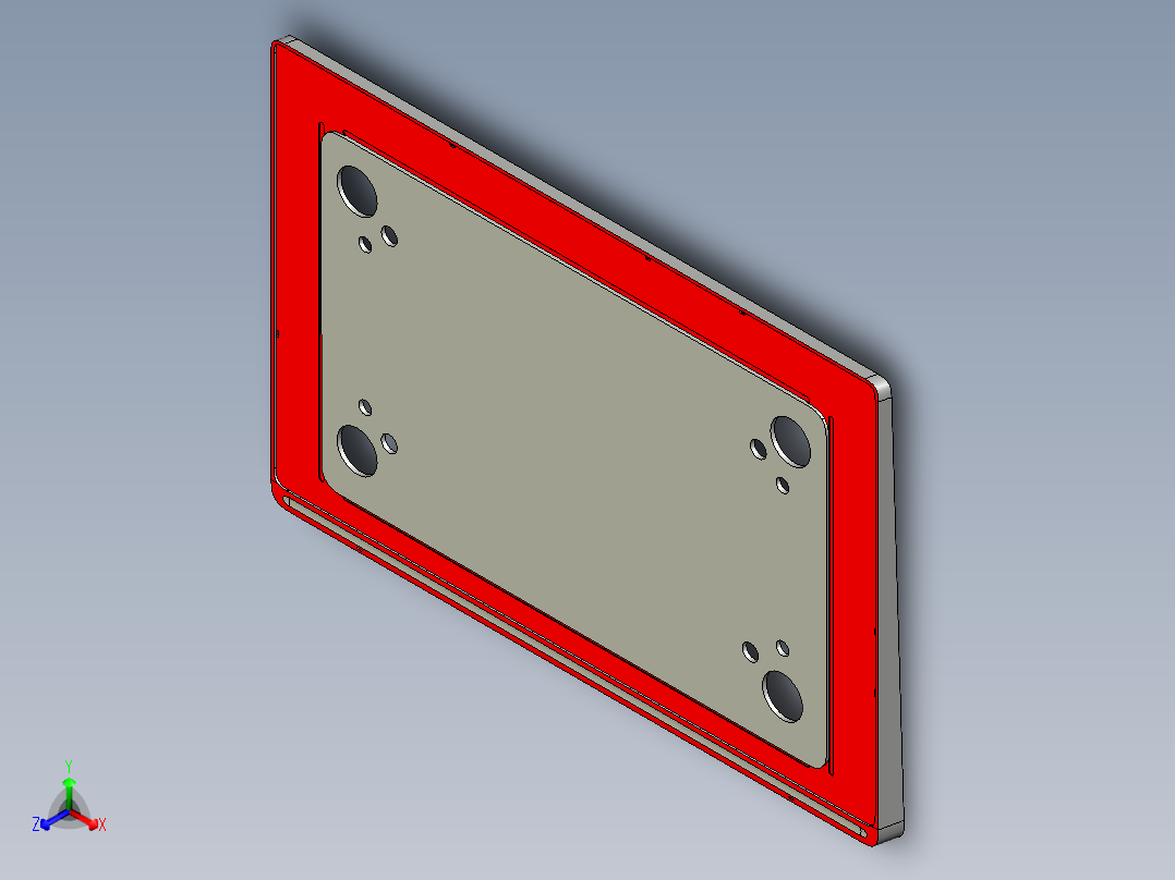 屏幕金属外壳铣凹槽CNC编程程序模型正等轴测图
