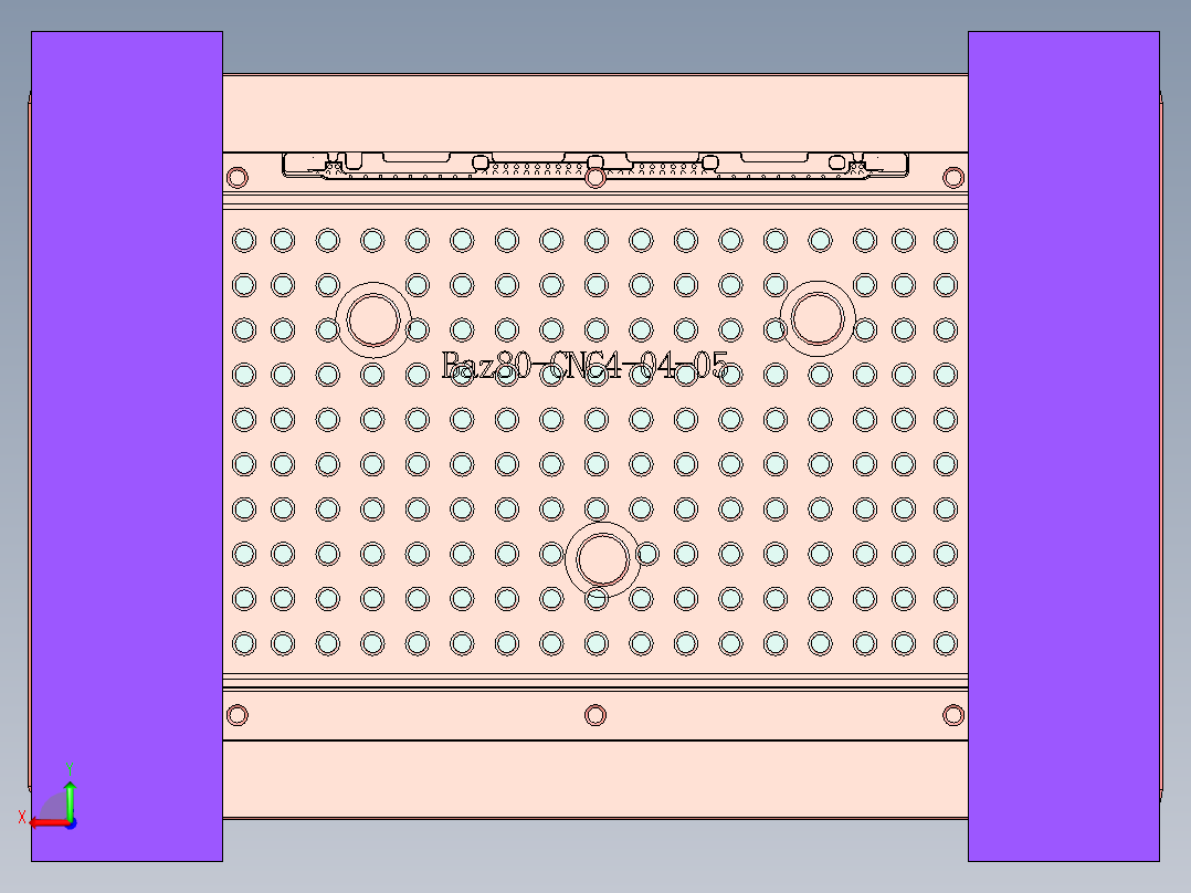 金属外壳CNC脚垫槽工装治具模型后视图