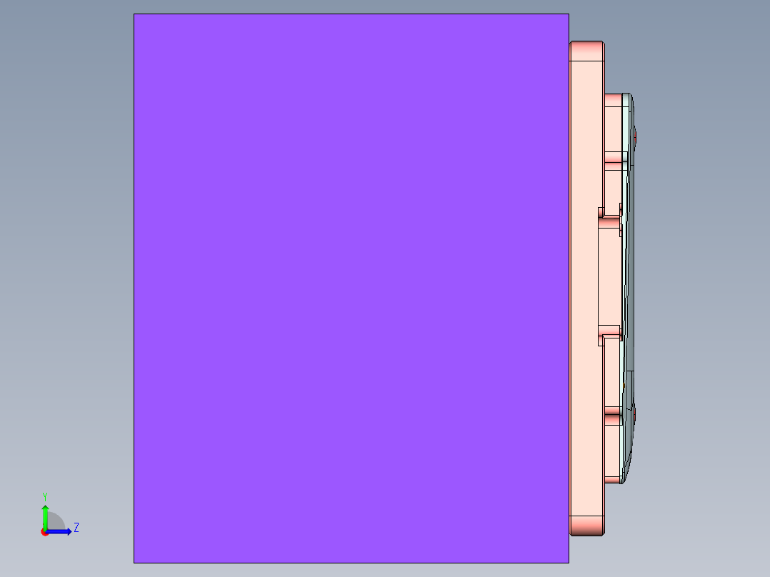 金属外壳CNC脚垫槽工装治具模型左视图