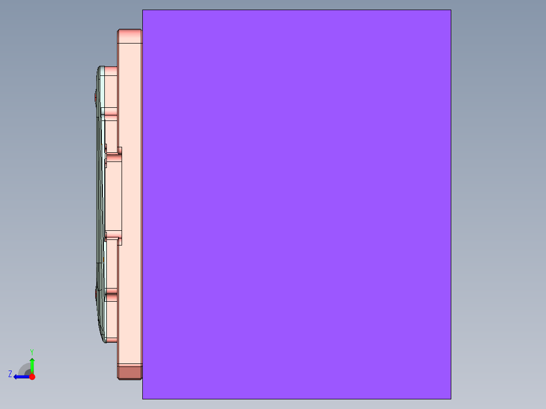 金属外壳CNC脚垫槽工装治具模型右视图