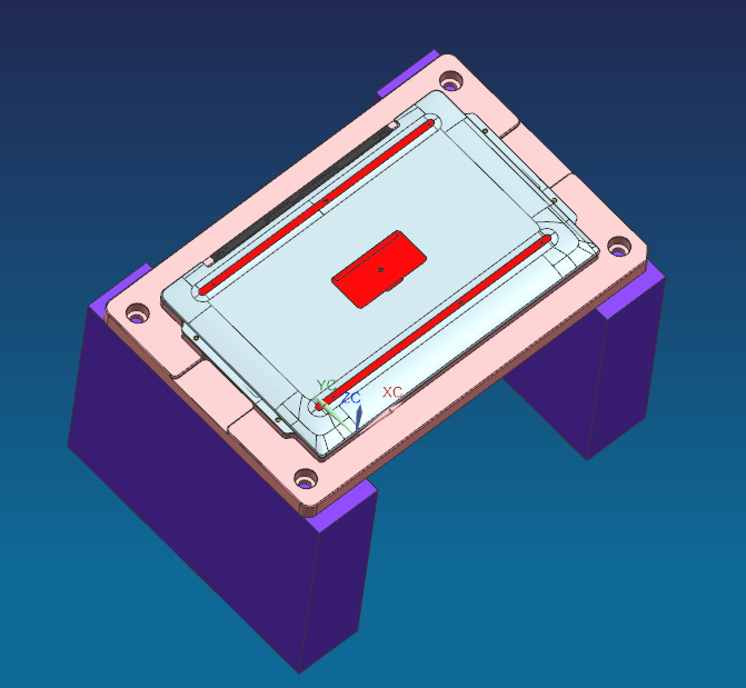 金属外壳CNC脚垫槽工装治具模型