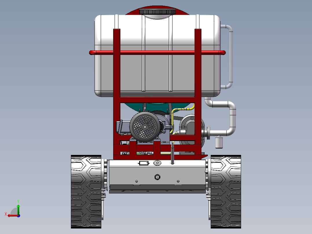 遥控果园喷药车设计-履带行走【含三维SW+CAD图+说明书】后视图