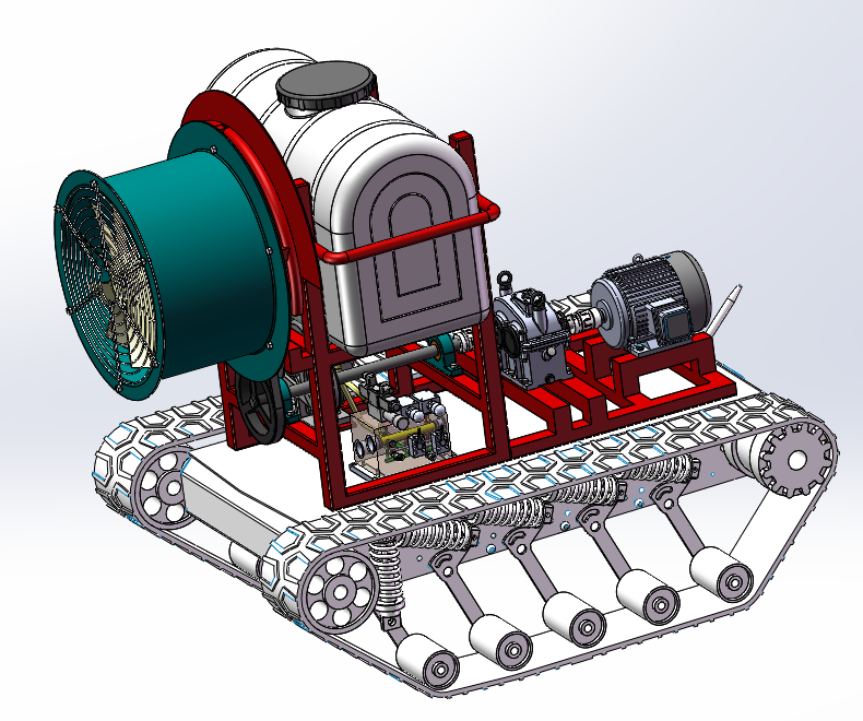 遥控果园喷药车设计-履带行走【含三维SW+CAD图+说明书】