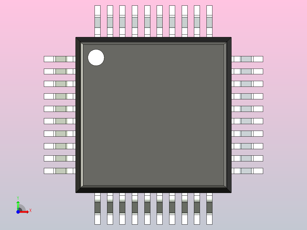 QFP 封装（四方扁平封装）QFP40P700X700X160-40N前视图