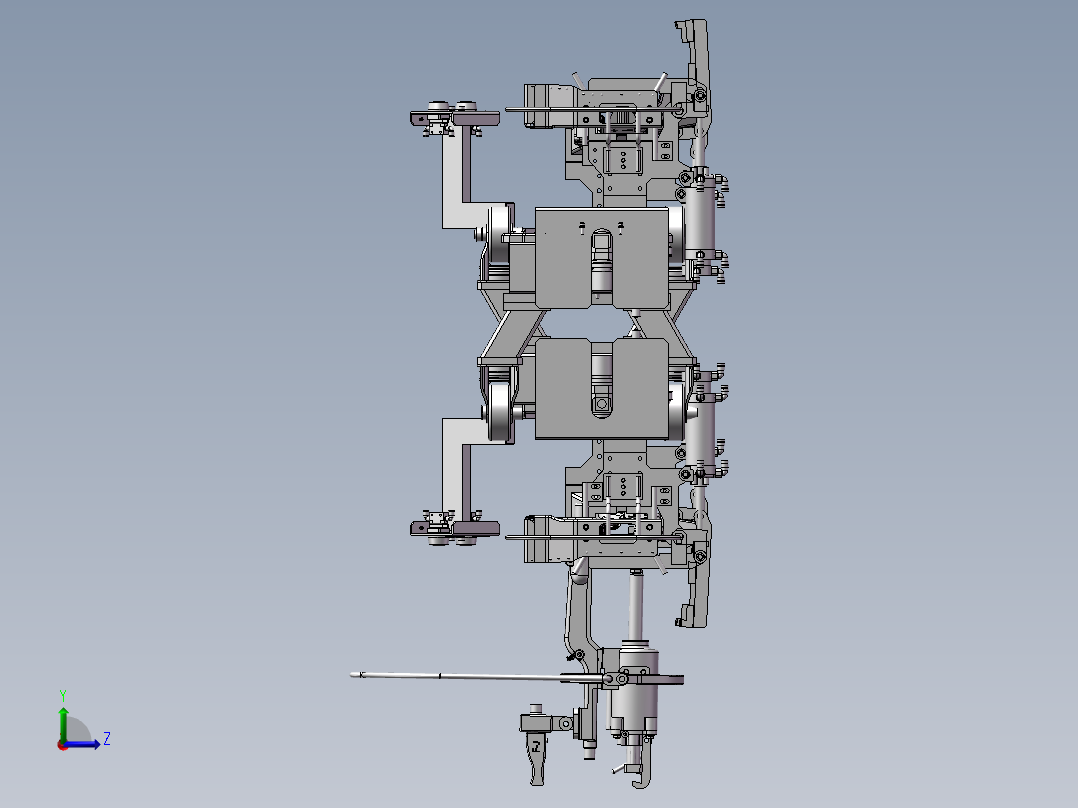 汽车左_右前纵梁前段总成30焊装夹具左视图
