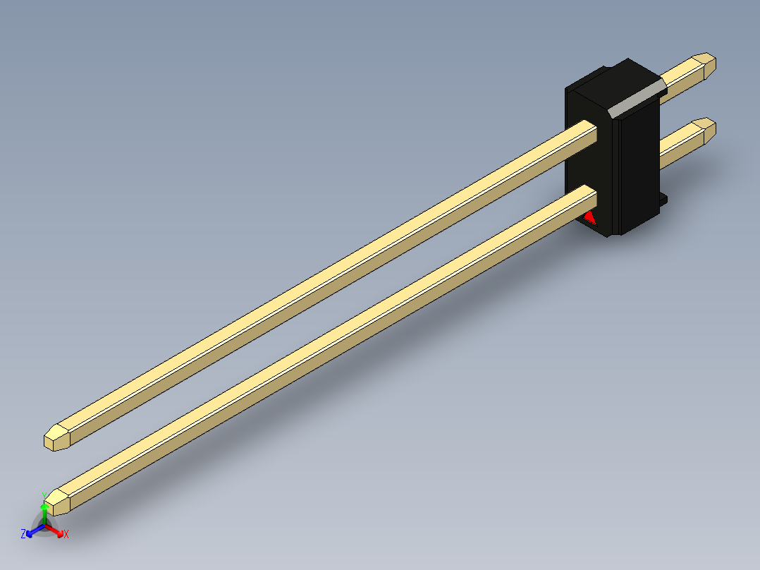 彩色公头100mil（2.54mm）系列-DS1021_black_2x01p_100mil_Type43_rev1.0主视图