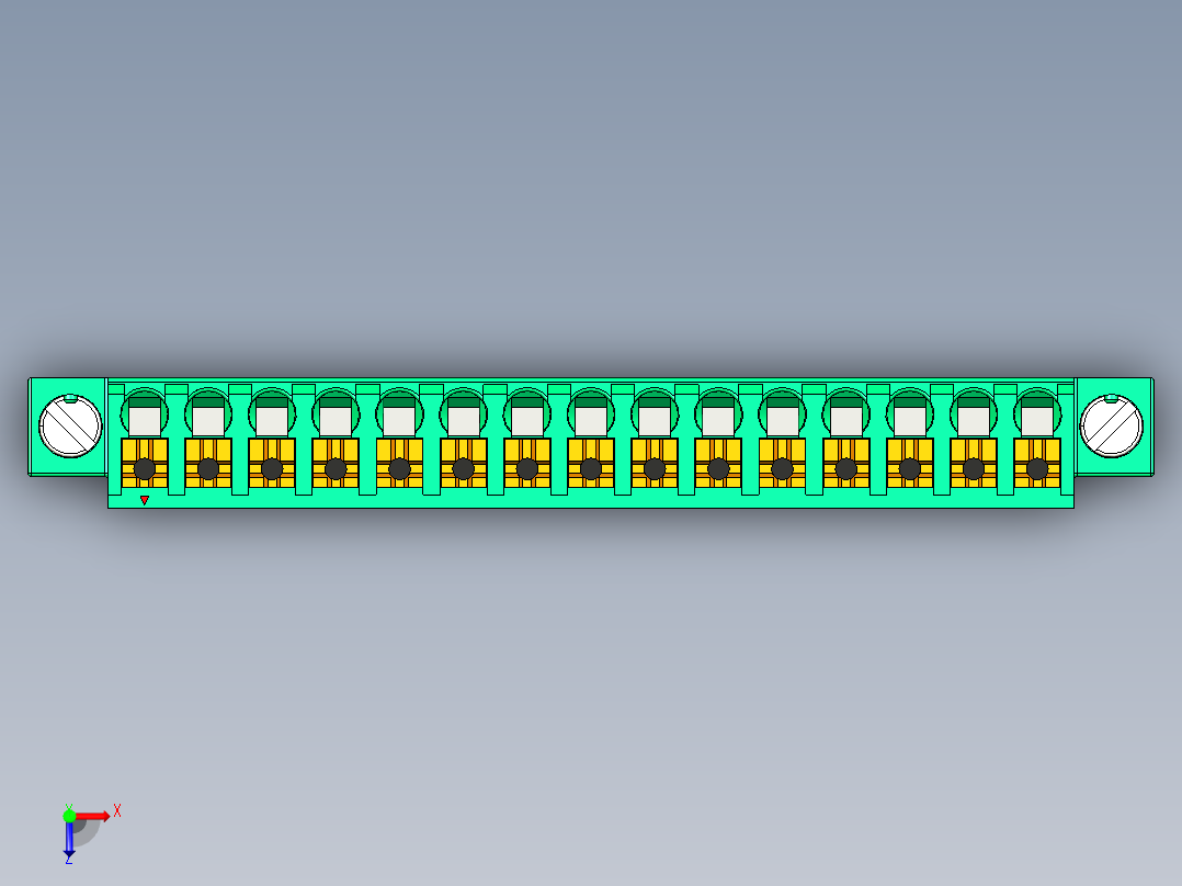 DEGSON 15EDG（公头） 3.81mm 螺钉锁紧，插拔式接线端子 FullPack-15EDGKNM-3.81-15P-14-00AH俯视图