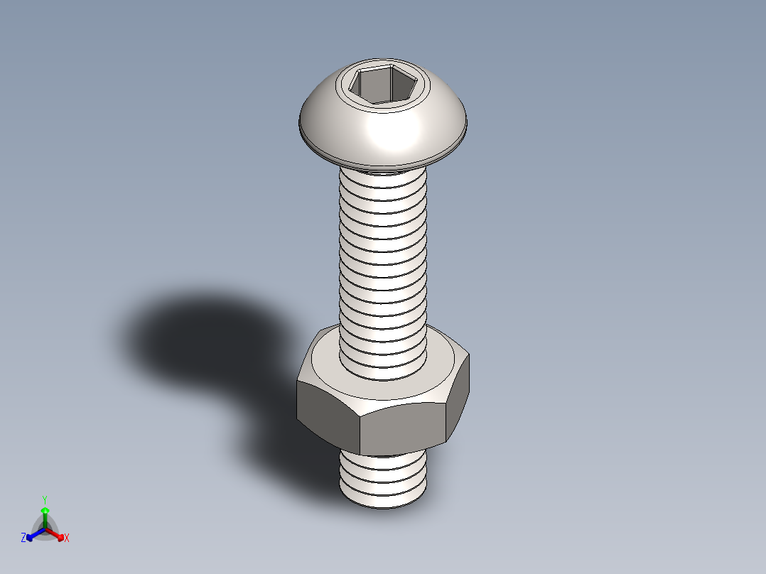 紧固件-M4 Stainless Round Head正等轴测图