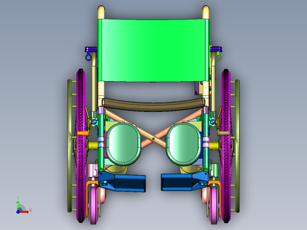 可折叠智能全自动四轮代步轮椅前视图