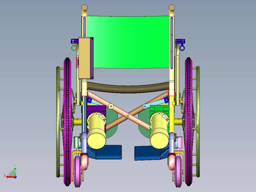 可折叠智能全自动四轮代步轮椅后视图