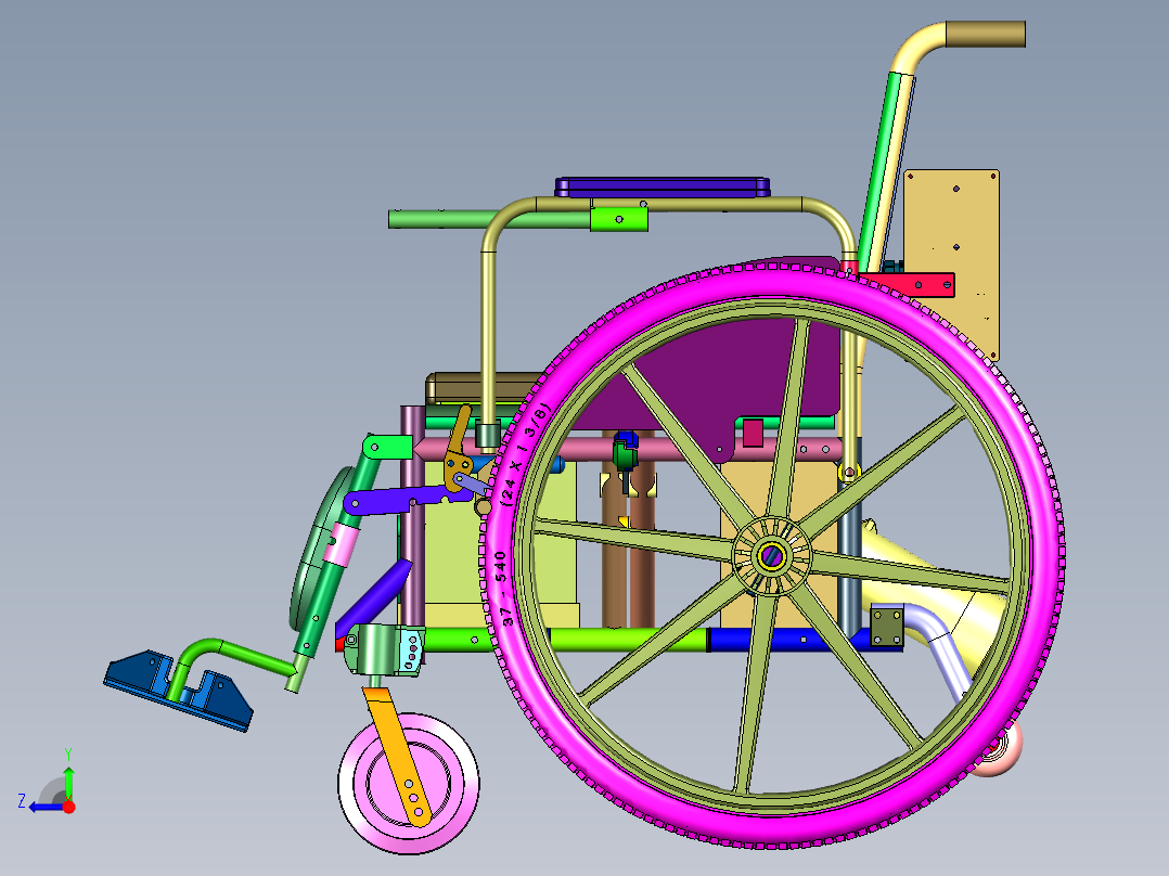 可折叠智能全自动四轮代步轮椅右视图