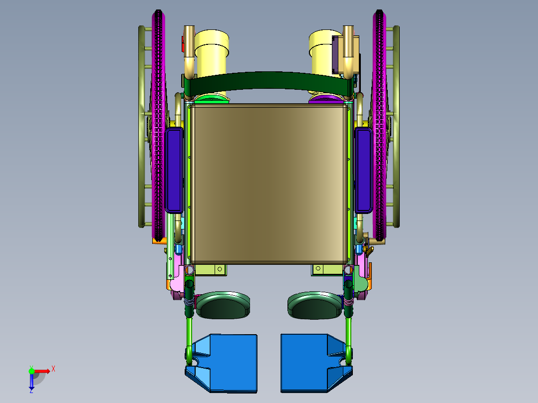 可折叠智能全自动四轮代步轮椅俯视图