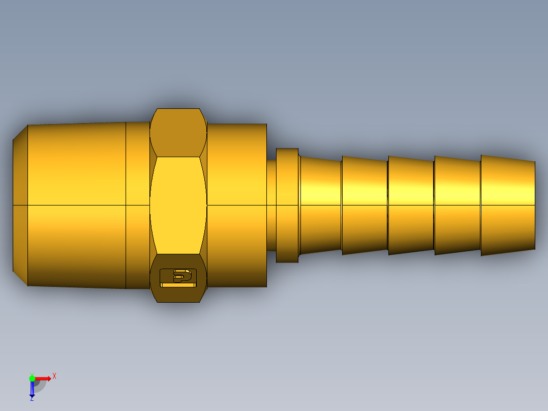 倒齿式工业管接头Male Swivel Hose Barb 125HBLSV-6-6俯视图