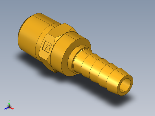 倒齿式工业管接头Male Swivel Hose Barb 125HBLSV-6-6正等轴测缩略图