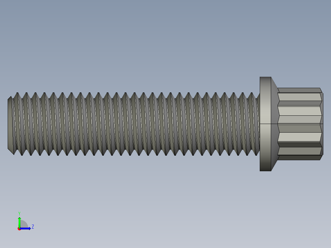 1_4in-28法兰头螺钉-1-4in-28 1long 12-point screws.STEP左视图