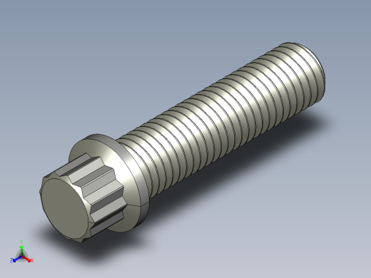 1_4in-28法兰头螺钉-1-4in-28 1long 12-point screws.STEP正等轴测缩略图
