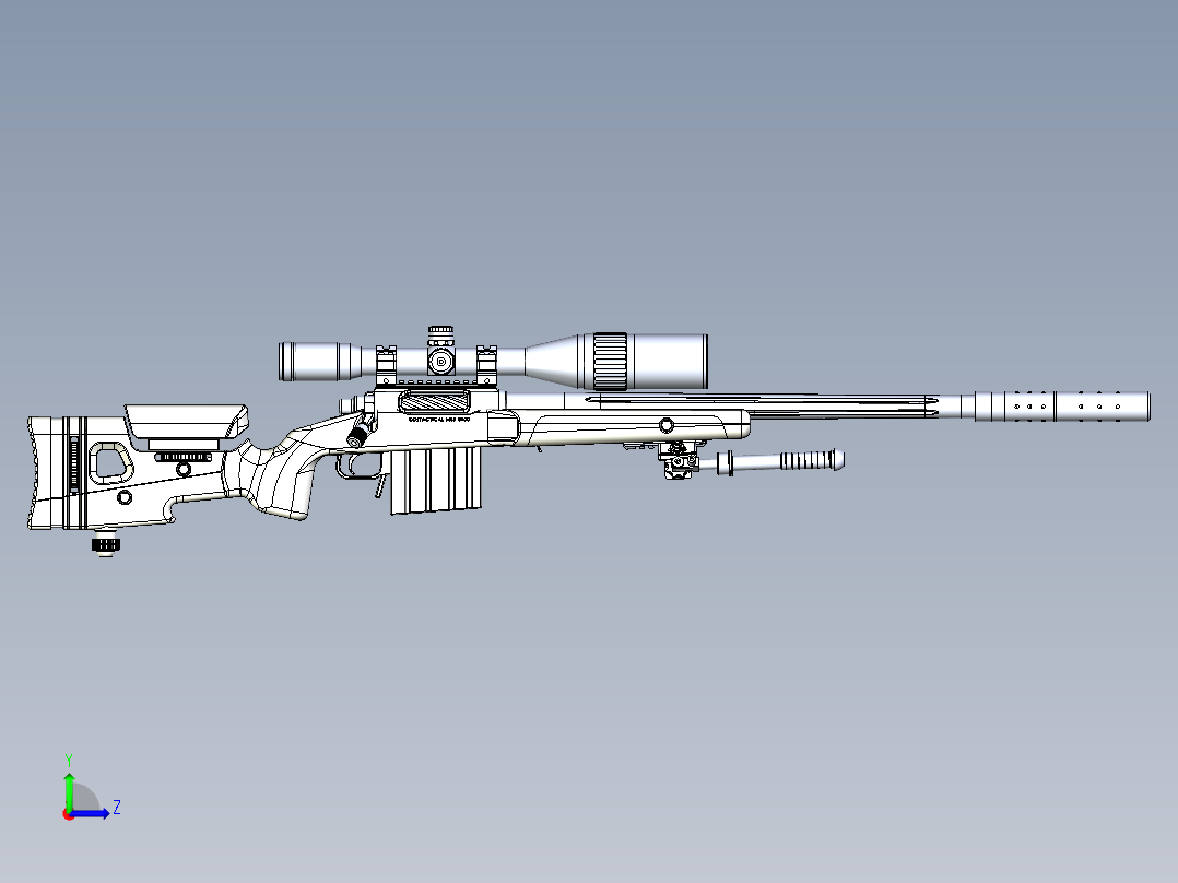 手枪左轮冲锋枪老式狙击步枪设计3D图纸mcmv-500-airgun-proto x_t左视图