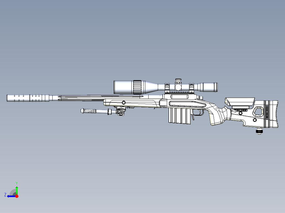 手枪左轮冲锋枪老式狙击步枪设计3D图纸mcmv-500-airgun-proto x_t右视图