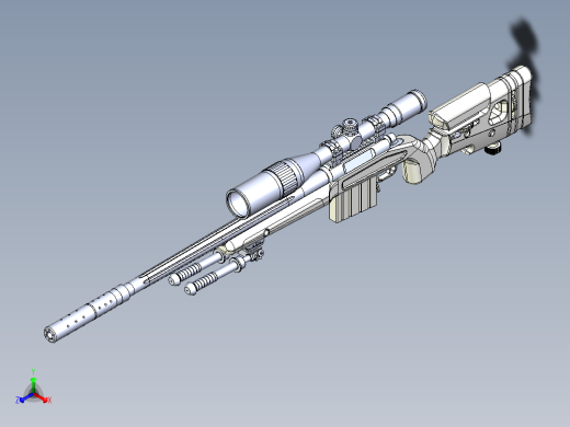 手枪左轮冲锋枪老式狙击步枪设计3D图纸mcmv-500-airgun-proto x_t正等轴测缩略图