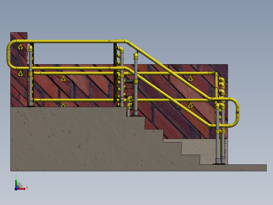 匝道和楼梯扶手前视图