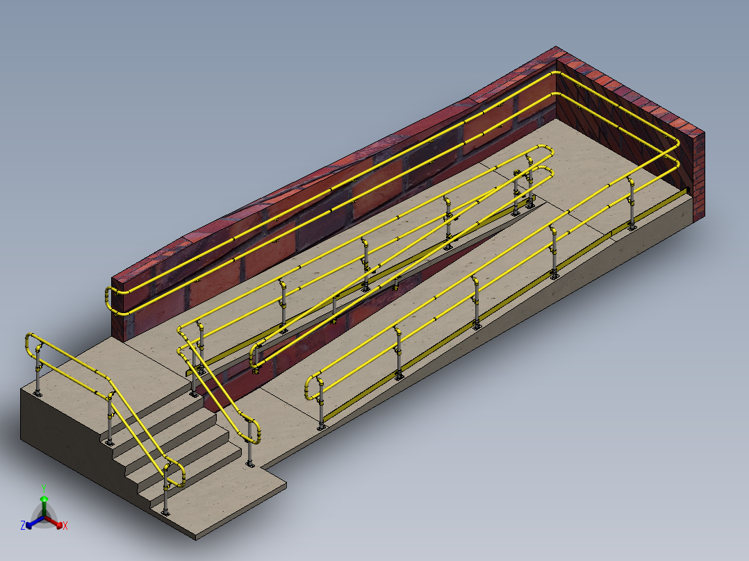 匝道和楼梯扶手正等轴测图
