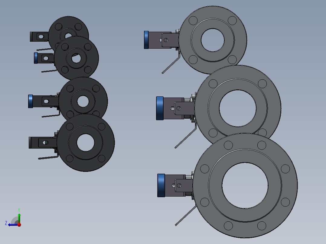 7款20MM-34“法兰连接RF ANSI 150球阀右视图