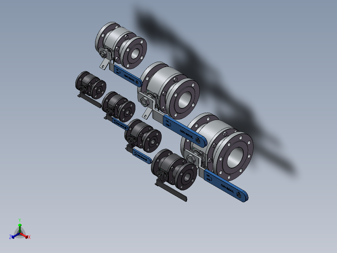 7款20MM-34“法兰连接RF ANSI 150球阀正等轴测图
