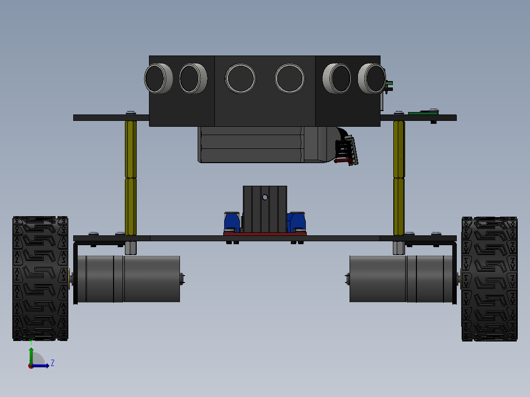 使用 PID 控制的自平衡和避障机器人SolidWorks设计左视图