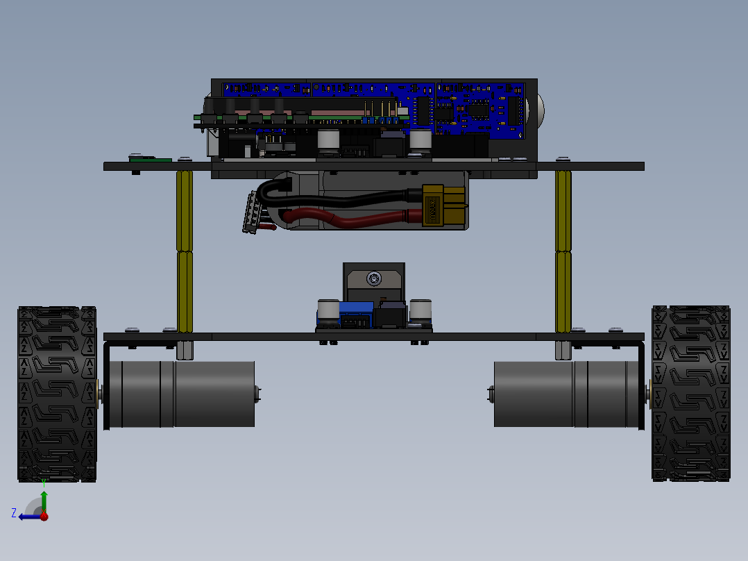 使用 PID 控制的自平衡和避障机器人SolidWorks设计右视图