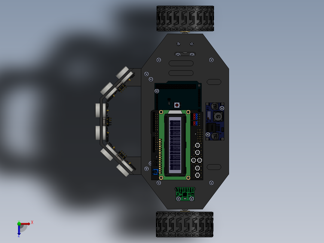 使用 PID 控制的自平衡和避障机器人SolidWorks设计俯视图
