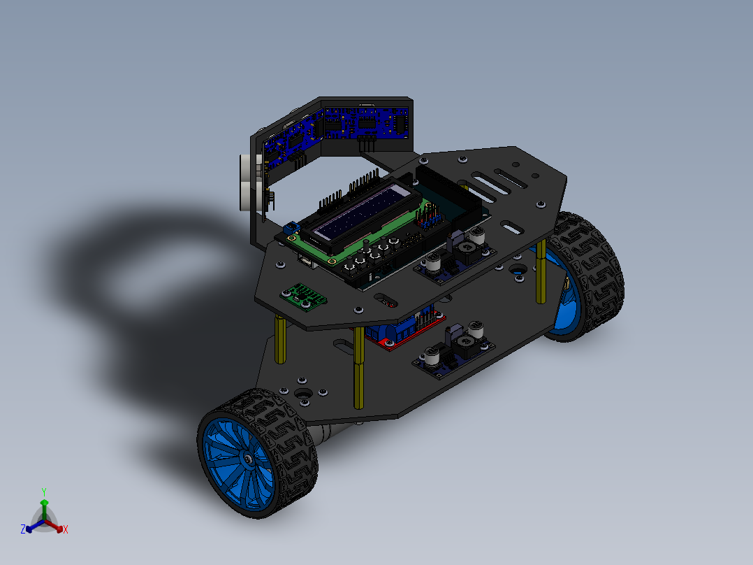使用 PID 控制的自平衡和避障机器人SolidWorks设计正等轴测图